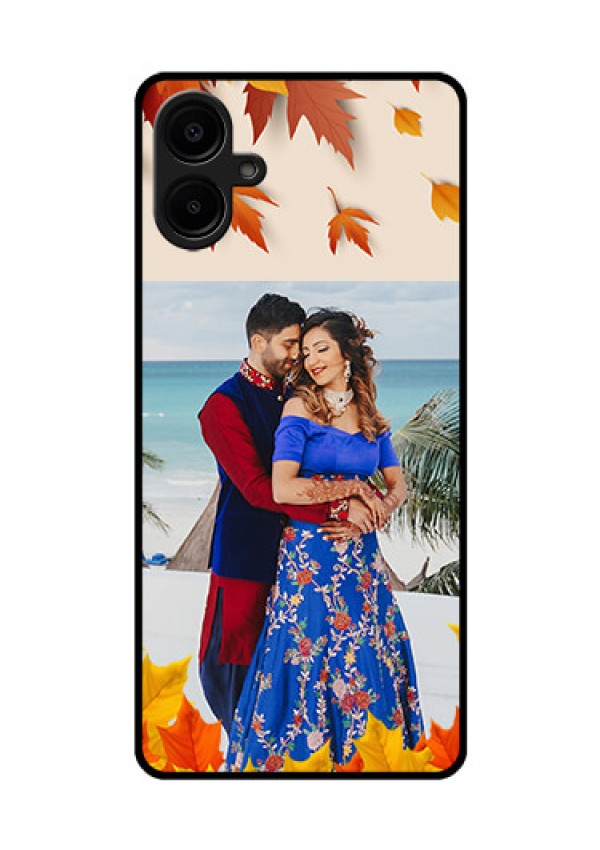 Galaxy F06 Custom Glass Phone Case - Autumn Maple Leaves Design