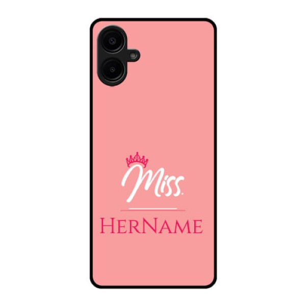 Galaxy F06 Custom Glass Phone Case - Mrs With Name Design