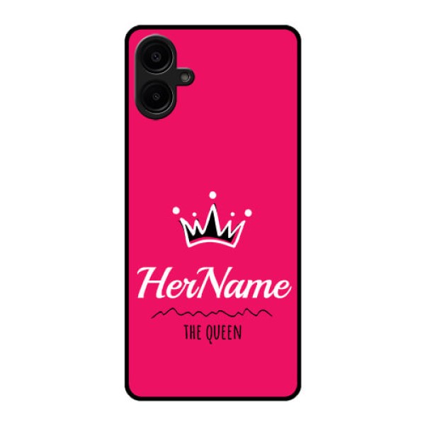 Galaxy F06 Custom Glass Phone Case - Queen With Name Design Galaxy F06 Custom Glass Phone Case - Queen With Name Design