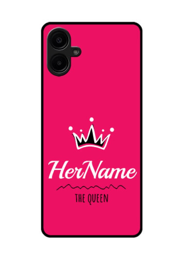 Galaxy F06 Custom Glass Phone Case - Queen With Name Design