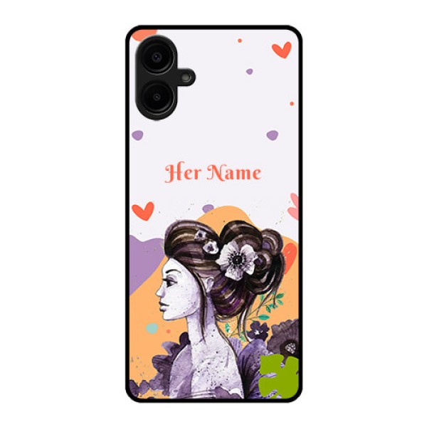 Galaxy F06 Custom Glass Phone Case - Woman And Nature Design