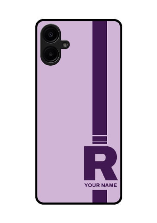 Galaxy F06 Custom Glass Phone Case - Simple Dual Tone Stripe With Name Design