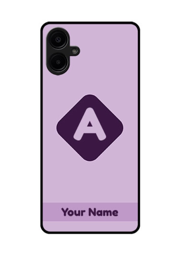 Galaxy F06 Custom Glass Phone Case - Custom Letter In Curved Badge Design