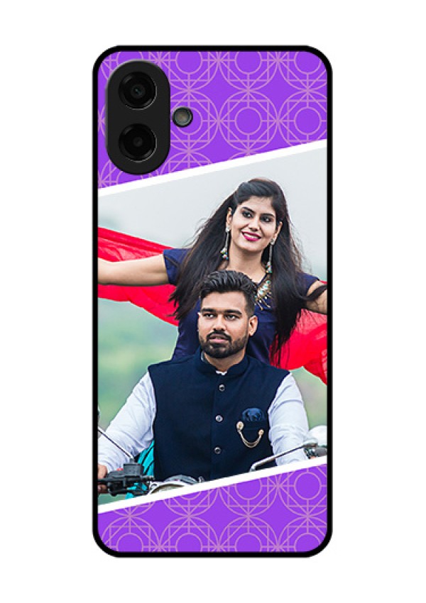 Samsung Galaxy F07 Custom Glass Phone Case - Violet Color Pattern Design