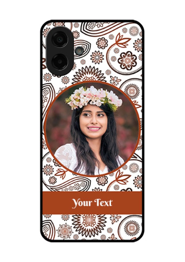 Samsung Galaxy F07 Custom Glass Phone Case - Abstract Flower Design