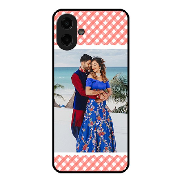 Samsung Galaxy F07 Custom Glass Phone Case - Pink Pattern Design Samsung Galaxy F07 Custom Glass Phone Case - Pink Pattern Design