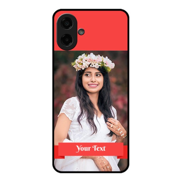 Samsung Galaxy F07 Custom Glass Phone Case - Simple Red Color Design Samsung Galaxy F07 Custom Glass Phone Case - Simple Red Color Design