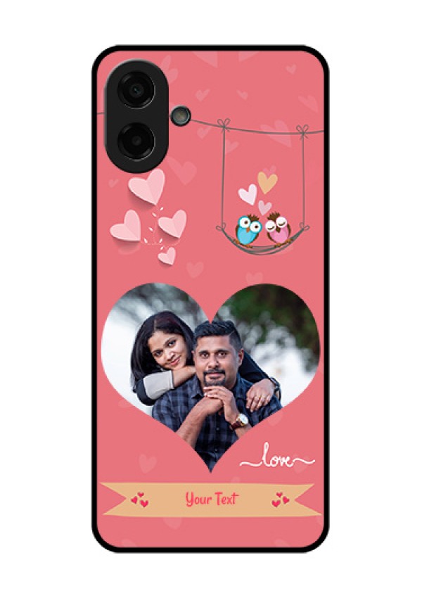 Samsung Galaxy F07 Custom Glass Phone Case - Peach Color Love Design