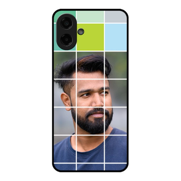 Samsung Galaxy F07 Custom Glass Phone Case - With White Box Pattern Samsung Galaxy F07 Custom Glass Phone Case - With White Box Pattern