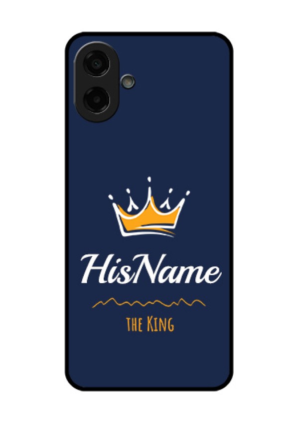 Samsung Galaxy F07 Custom Glass Phone Case - King With Name Design