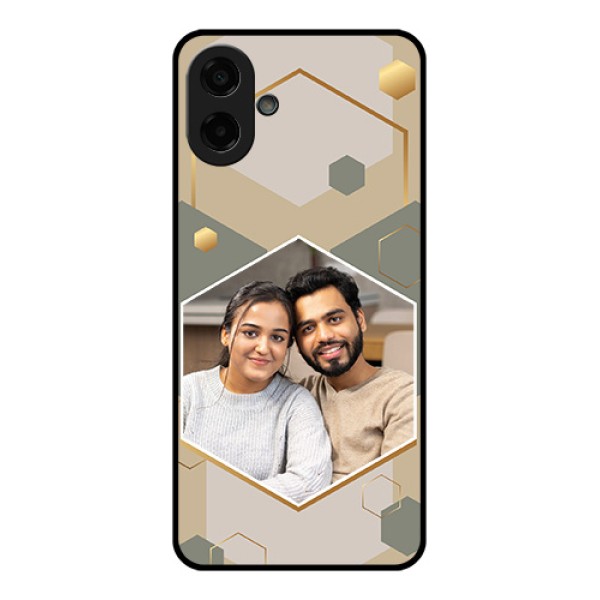 Samsung Galaxy F07 Custom Glass Phone Case - Stylish Hexagon Pattern Design Samsung Galaxy F07 Custom Glass Phone Case - Stylish Hexagon Pattern Design