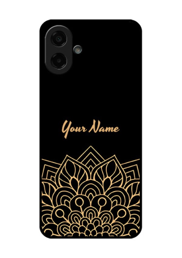 Samsung Galaxy F07 Custom Glass Phone Case - Golden Mandala Design