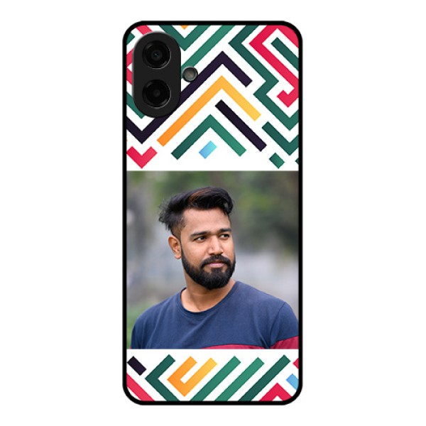 Samsung Galaxy F07 Custom Glass Phone Case - Colorful Maze Pattern Design Samsung Galaxy F07 Custom Glass Phone Case - Colorful Maze Pattern Design