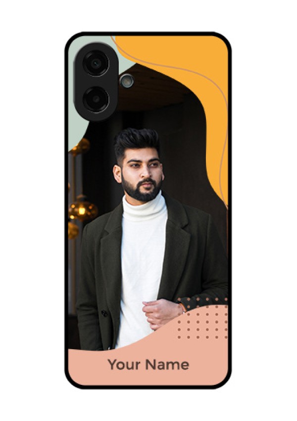 Samsung Galaxy F07 Custom Glass Phone Case - Tri - Coloured Overlay Design