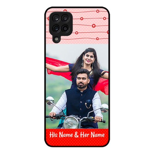 Galaxy F12 Personalized Glass Phone Case - Red Pattern Case Design Galaxy F12 Personalized Glass Phone Case - Red Pattern Case Design