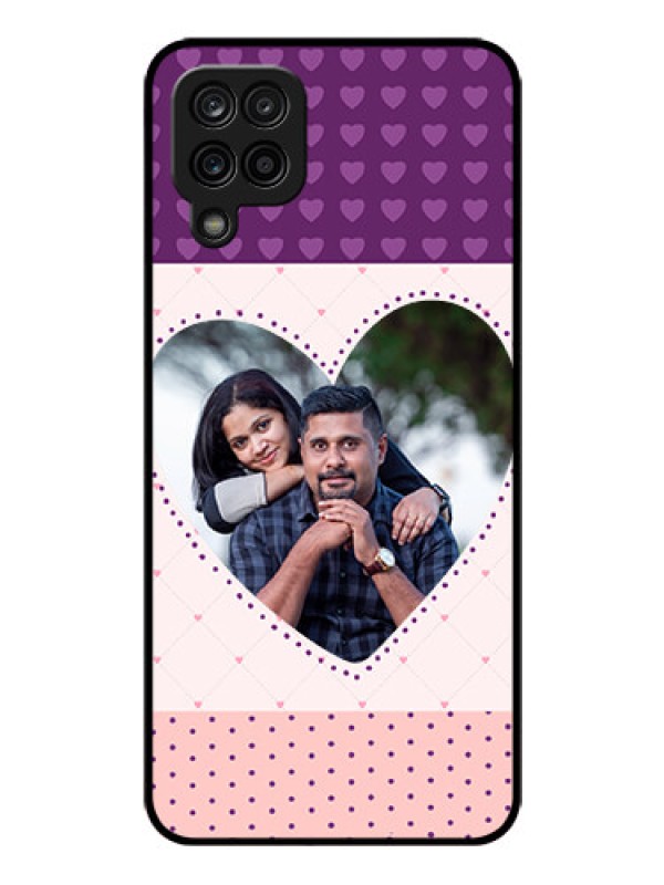 Custom Galaxy F12 Custom Glass Phone Case - Violet Love Dots Design