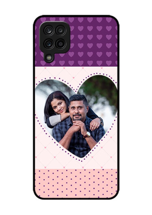 Galaxy F12 Custom Glass Phone Case - Violet Love Dots Design