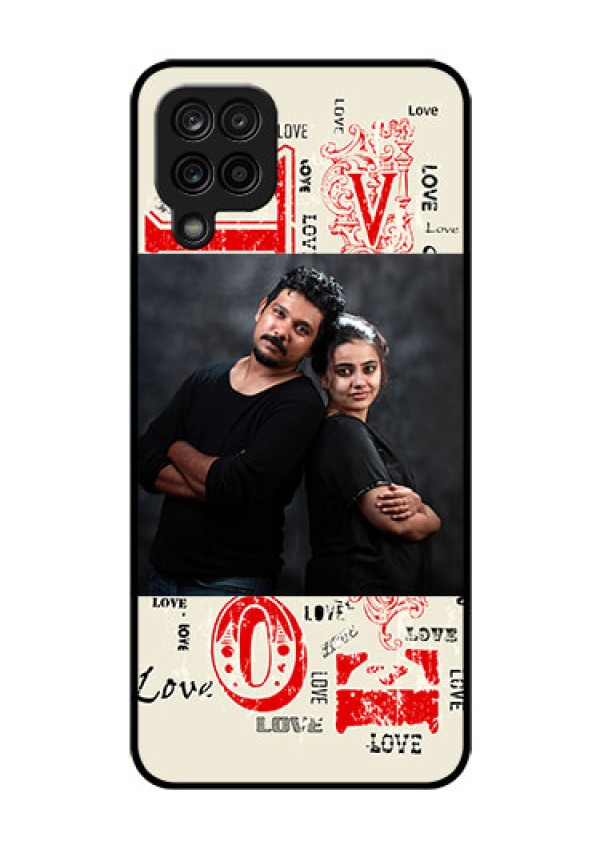 Galaxy F12 Photo Printing on Glass Case - Trendy Love Design Case