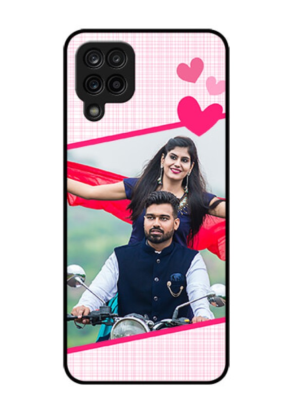 Galaxy F12 Custom Glass Phone Case - Love Shape Heart Design