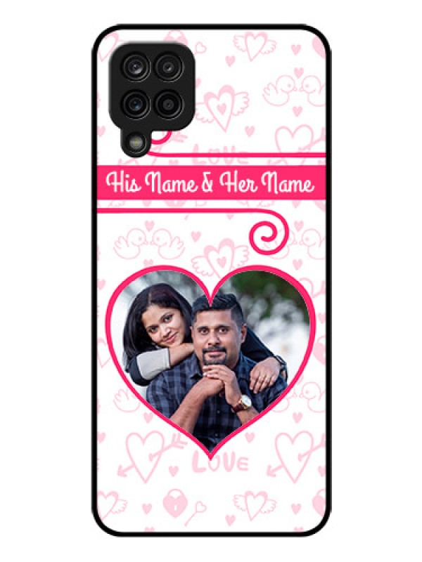 Custom Galaxy F12 Personalized Glass Phone Case - Heart Shape Love Design