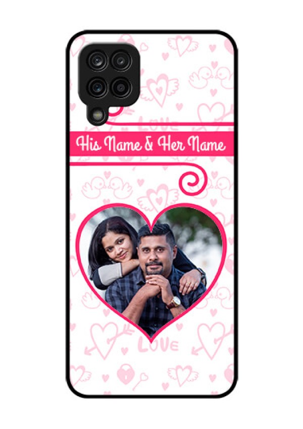 Galaxy F12 Personalized Glass Phone Case - Heart Shape Love Design