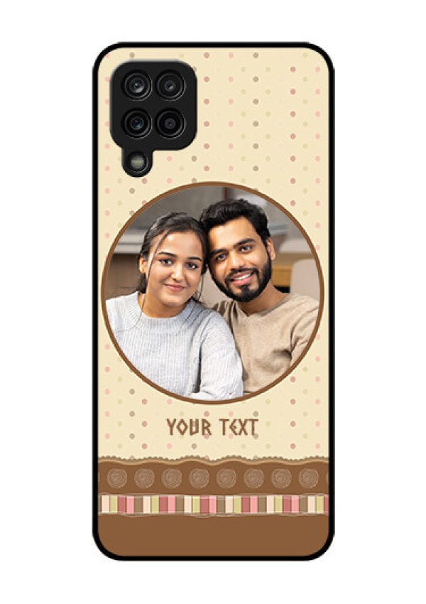 Galaxy F12 Custom Glass Mobile Case - Brown Dotted Mobile Case Design