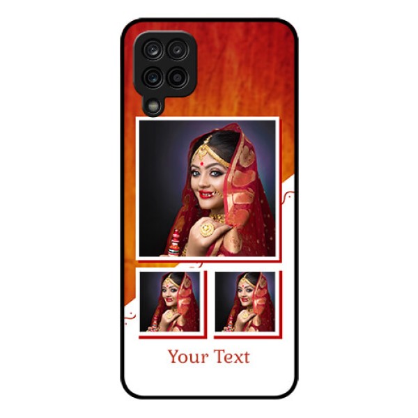 Galaxy F12 Custom Glass Phone Case - Wedding Memories Design