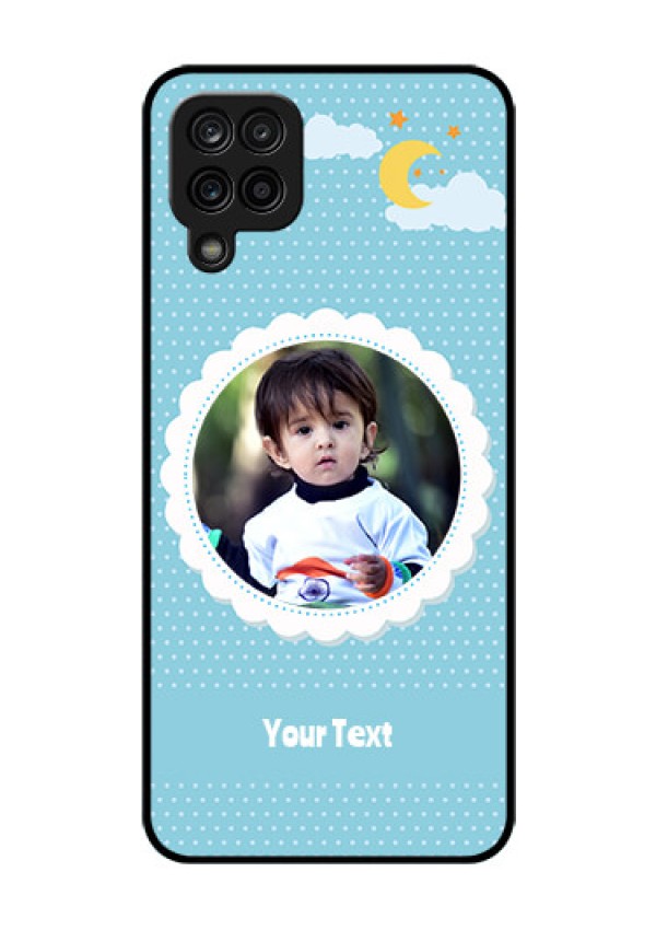 Galaxy F12 Personalised Glass Phone Case - Violet Pattern Design
