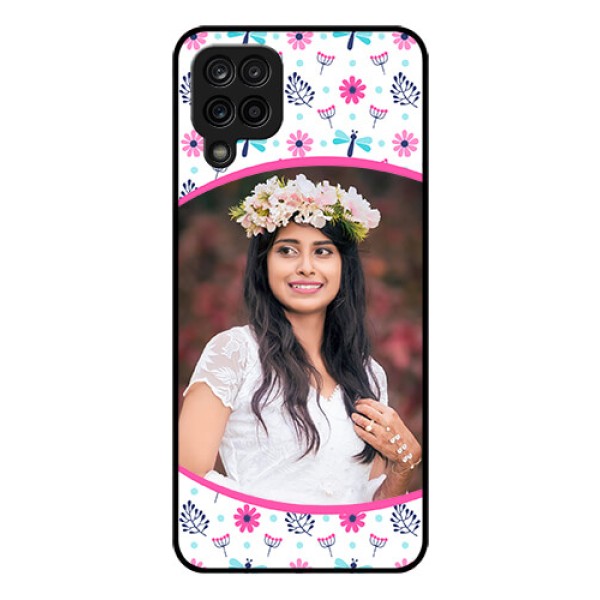Galaxy F12 Photo Printing on Glass Case - Colorful Flower Design