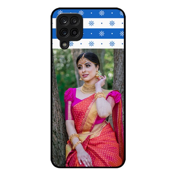 Galaxy F12 Photo Printing on Glass Case - Snow Pattern Design