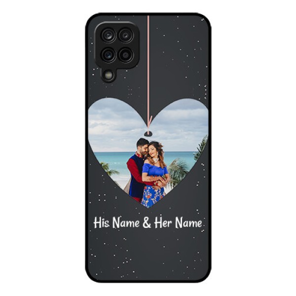 Galaxy F12 Custom Glass Phone Case - Hanging Heart Design