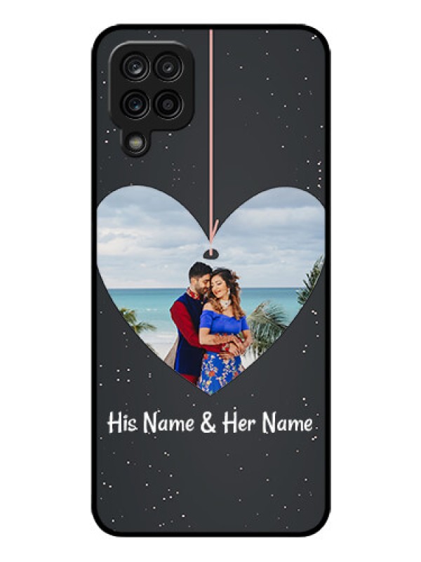 Custom Galaxy F12 Custom Glass Phone Case - Hanging Heart Design