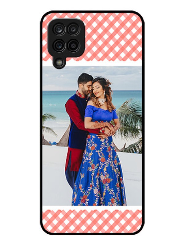 Custom Galaxy F12 Personalized Glass Phone Case - Pink Pattern Design