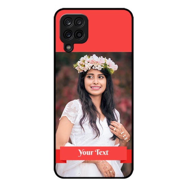 Galaxy F12 Custom Glass Phone Case - Simple Red Color Design Galaxy F12 Custom Glass Phone Case - Simple Red Color Design