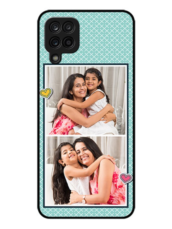 Custom Galaxy F12 Custom Glass Phone Case - 2 Image Holder with Pattern Design