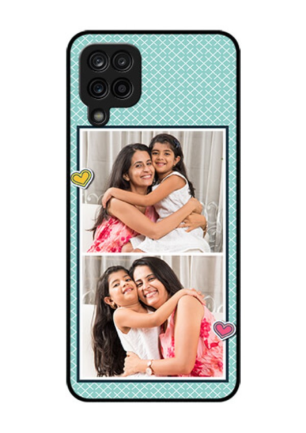 Galaxy F12 Custom Glass Phone Case - 2 Image Holder with Pattern Design