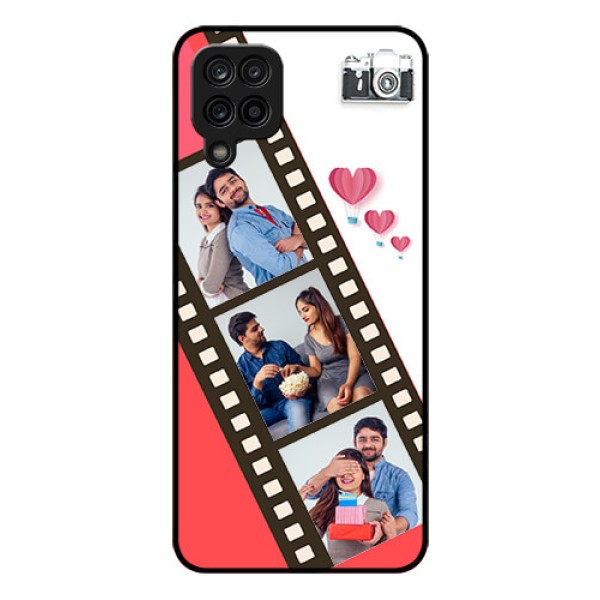 Galaxy F12 Personalized Glass Phone Case - 3 Image Holder with Film Reel Galaxy F12 Personalized Glass Phone Case - 3 Image Holder with Film Reel