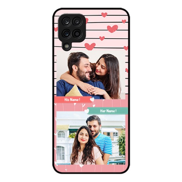 Galaxy F12 Custom Glass Mobile Case - Photo with Heart Design