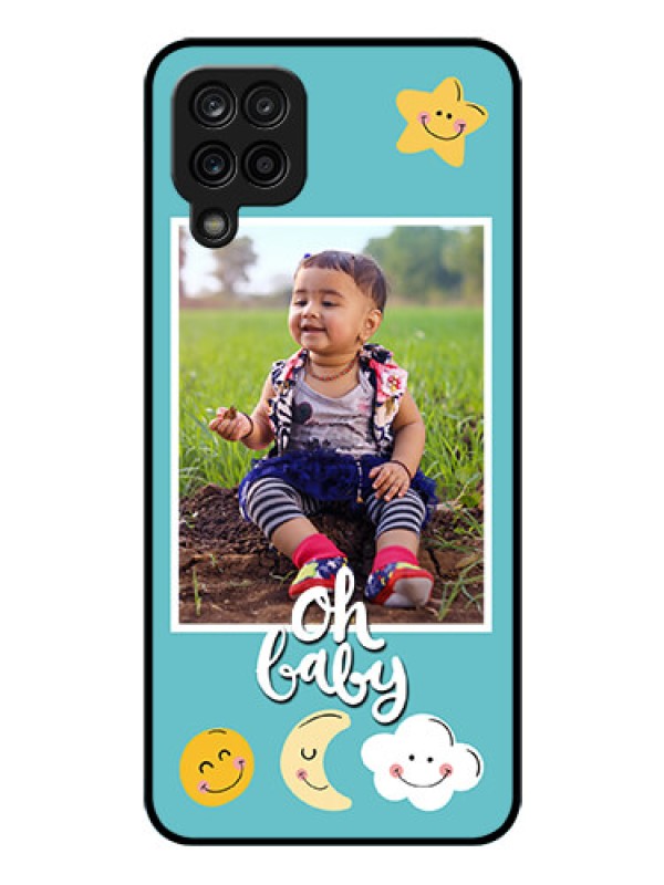 Custom Galaxy F12 Personalized Glass Phone Case - Smiley Kids Stars Design