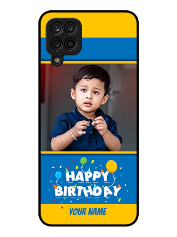 Custom Galaxy F12 Custom Glass Mobile Case - Birthday Wishes Design