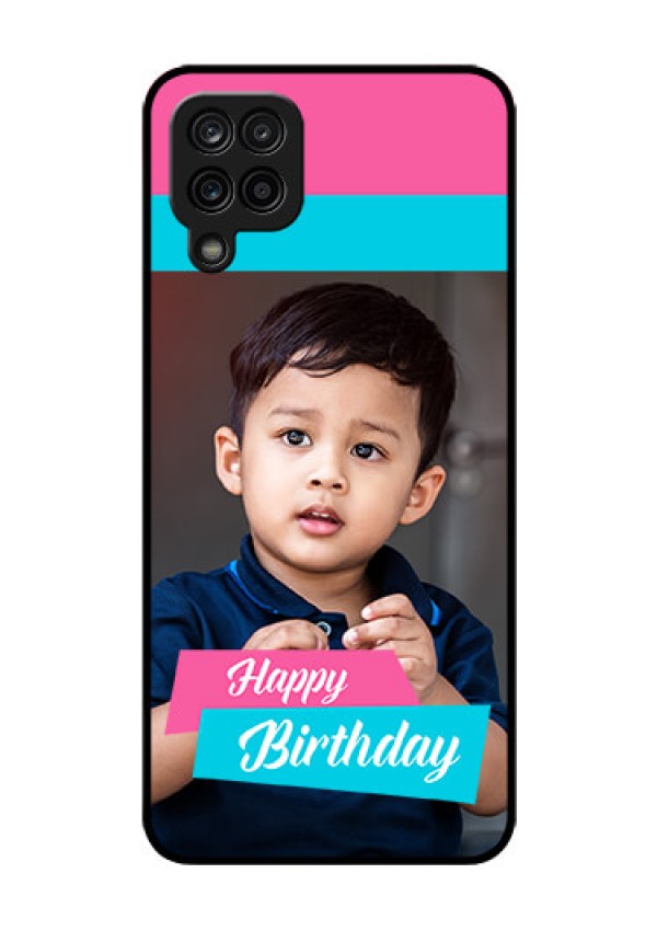 Galaxy F12 Personalized Glass Phone Case - Image Holder with 2 Color Design