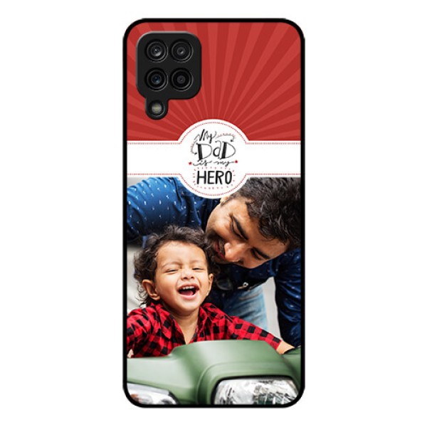 Galaxy F12 Photo Printing on Glass Case - My Dad Hero Design