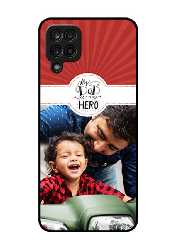 Galaxy F12 Photo Printing on Glass Case - My Dad Hero Design