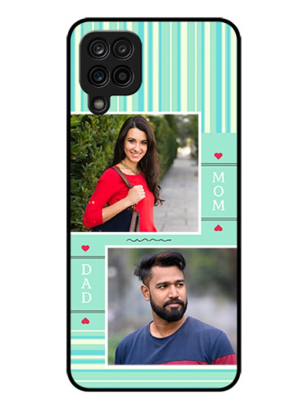 Custom Galaxy F12 Custom Glass Phone Case - Mom & Dad Pic Design