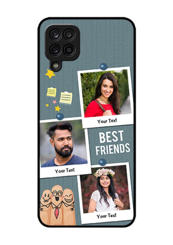 Galaxy F12 Personalized Glass Phone Case - Sticky Frames and Friendship Design