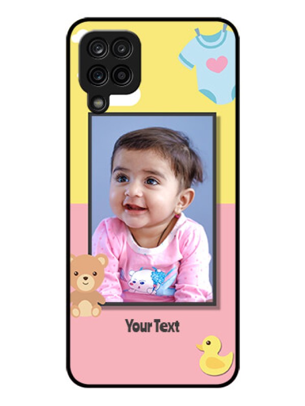Custom Galaxy F12 Photo Printing on Glass Case - Kids 2 Color Design