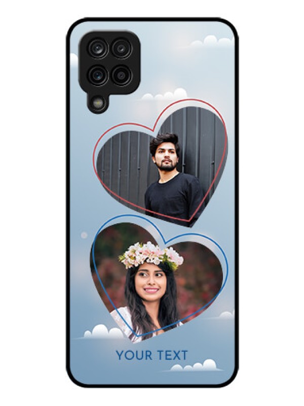 Custom Galaxy F12 Custom Glass Mobile Case - Blue Color Couple Design 