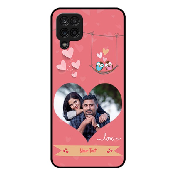 Galaxy F12 Personalized Glass Phone Case - Peach Color Love Design 