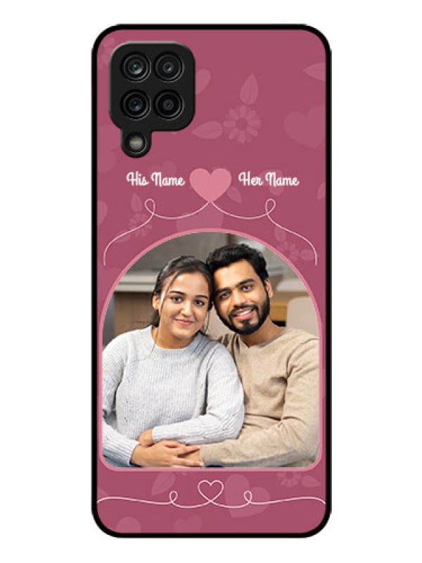 Custom Galaxy F12 Photo Printing on Glass Case - Love Floral Design