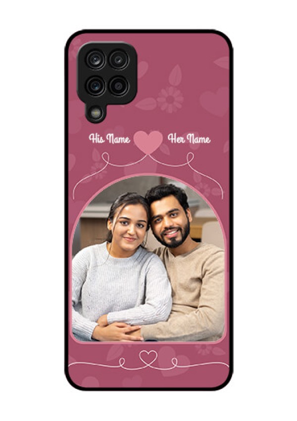 Galaxy F12 Photo Printing on Glass Case - Love Floral Design